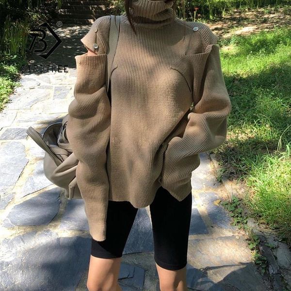 women's sweaters fall 2021 women turtleneck sweater button up off-shoulder pullover knitted wear designed brown gray loose cozy t07901t, White;black
women's sweaters fall 2021 women turtleneck sweater button up off-shoulder pullover knitted wear designed brown gray loose cozy t07901t, White;black