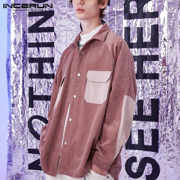 men's casual shirts men leisure patchwork incerun long sleeve lapel collar blouse corduroy loose vintage pockets 5xl, White;black 
men's casual shirts men leisure patchwork incerun long sleeve lapel collar blouse corduroy loose vintage pockets 5xl, White;black