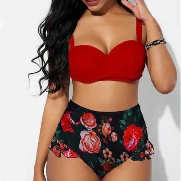 women's swimwear 2021 ladies swimsuit feminine split high waist floral puss up bikini bathing suit women, White;black
women's swimwear 2021 ladies swimsuit feminine split high waist floral puss up bikini bathing suit women, White;black