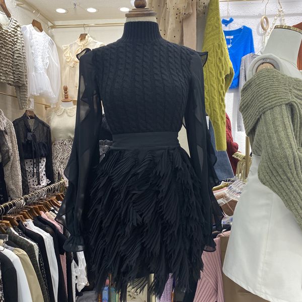 spring sweet two piece women long sleeve knitted chiffon shirt blouse + mini skirt suits set korean fashion outfits a4f9, Black;gray
spring sweet two piece women long sleeve knitted chiffon shirt blouse + mini skirt suits set korean fashion outfits a4f9, Black;gray