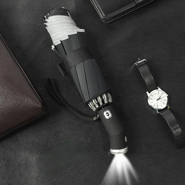 umbrellas reverse automatic folding umbrella rain with led light rotatable men women business male parasol
umbrellas reverse automatic folding umbrella rain with led light rotatable men women business male parasol