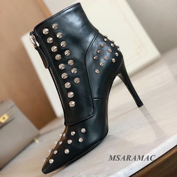 boots 9cm high heel ankle elegant pointed toe studed black leather short winter party shoes women
boots 9cm high heel ankle elegant pointed toe studed black leather short winter party shoes women