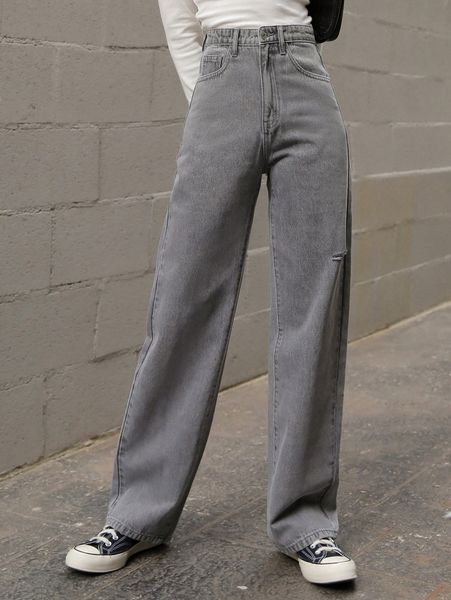 dazy high waist ripped frayed straight leg jeans 516y#, Blue
dazy high waist ripped frayed straight leg jeans 516y#, Blue