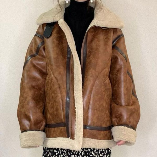 women's fur & faux woman coat winter automotive women wool street girls leather coats japanese and korean fashion lady overcoat, Black
women's fur & faux woman coat winter automotive women wool street girls leather coats japanese and korean fashion lady overcoat, Black