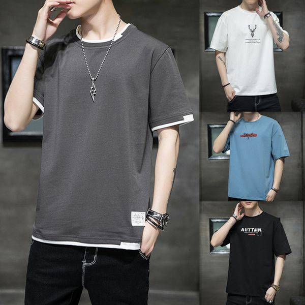men's t shirts short 2021 summer korean fashion round neck t-shirt loose half sleeve, White;black
men's t shirts short 2021 summer korean fashion round neck t-shirt loose half sleeve, White;black