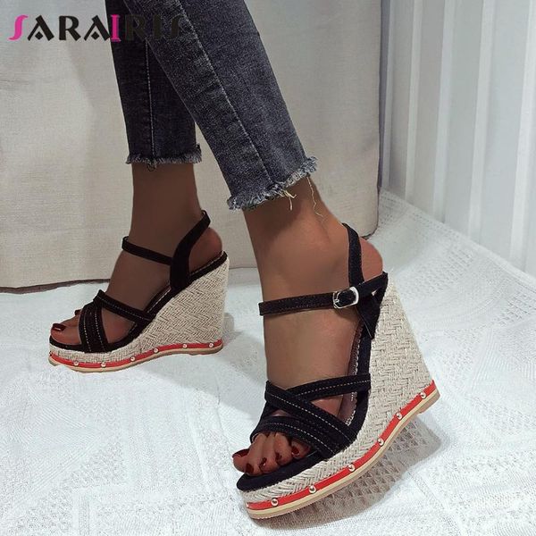 sarairis solid buckle open toe platform sandals women high wedges vintage casual sandals ladies shoes, Black
sarairis solid buckle open toe platform sandals women high wedges vintage casual sandals ladies shoes, Black