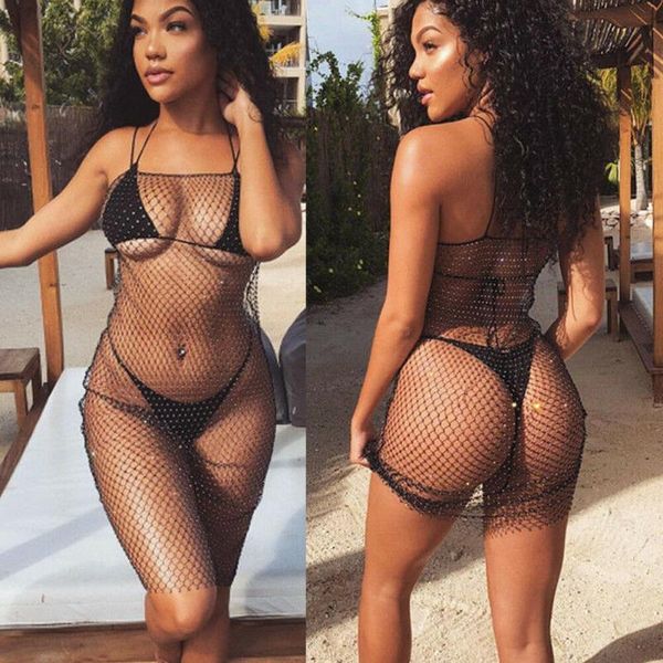 2021 see through cover up women crochet mesh swimwear summer beach dress sheer bikini transparent cover-up, White;black
2021 see through cover up women crochet mesh swimwear summer beach dress sheer bikini transparent cover-up, White;black