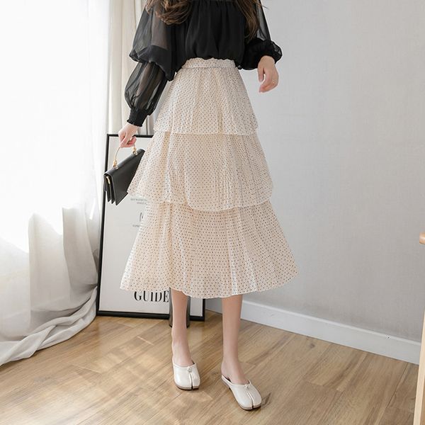2021 new spring summer women chiffon polka dot ruffles medium pleated skirt casual female cake layers black skirts jfen
2021 new spring summer women chiffon polka dot ruffles medium pleated skirt casual female cake layers black skirts jfen