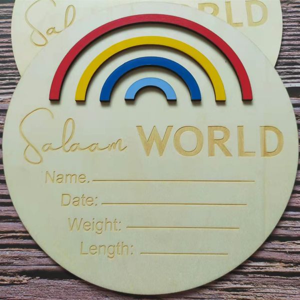 

party supplies 20cm big size handmade painted colorful rainbow birth announcement salaam world milestone card