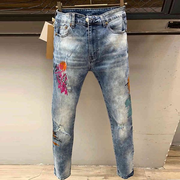 men's jeans reto masculino de primavera, jeans coreano com tinta respingos e grafite, calça marca, gráfico para homens 2mg1, Blue
men's jeans reto masculino de primavera, jeans coreano com tinta respingos e grafite, calça marca, gráfico para homens 2mg1, Blue