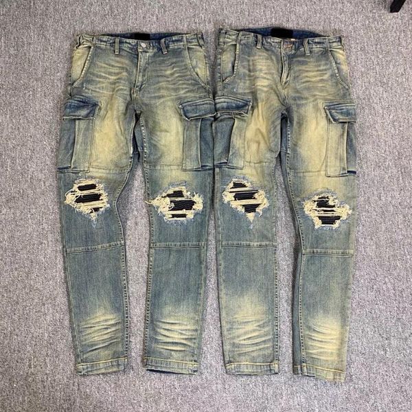 men's jeans washed hole brand made old yellow mud man street tide casual pants high quality, Blue
men's jeans washed hole brand made old yellow mud man street tide casual pants high quality, Blue