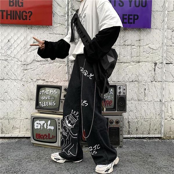 men's jeans graffiti printed men straight trousers 2021 autumn harajuku high street style fashion casual loose wide-leg pants, Blue
men's jeans graffiti printed men straight trousers 2021 autumn harajuku high street style fashion casual loose wide-leg pants, Blue