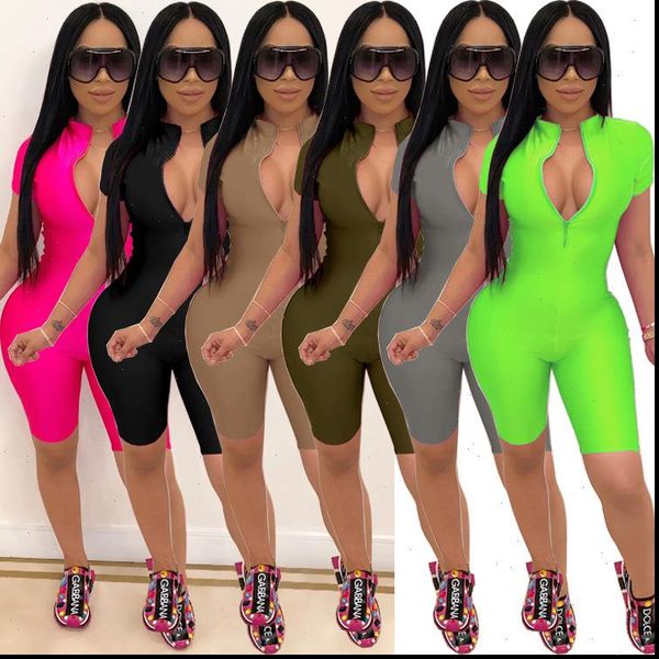 women solid zipper up short sleeve bodycon knee length playsuit moto biker sport bodysuit one piece romper jumpsuit, Black;white
women solid zipper up short sleeve bodycon knee length playsuit moto biker sport bodysuit one piece romper jumpsuit, Black;white