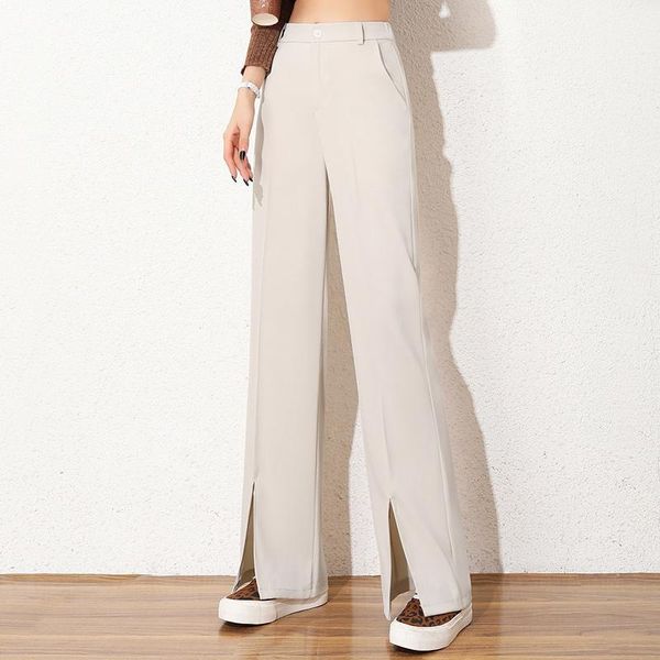women's pants & capris chic high waist loose straight women 2021 spring female split long trousers pantalon femme, Black;white
women's pants & capris chic high waist loose straight women 2021 spring female split long trousers pantalon femme, Black;white
