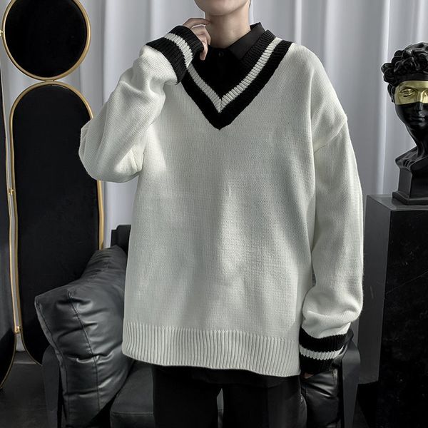 2021 new autumn v-neck sweater men's warm fashion casual knitted pullover men wild loose korean knitting sweaters mens clothes -2xl kc, White;black
2021 new autumn v-neck sweater men's warm fashion casual knitted pullover men wild loose korean knitting sweaters mens clothes -2xl kc, White;black