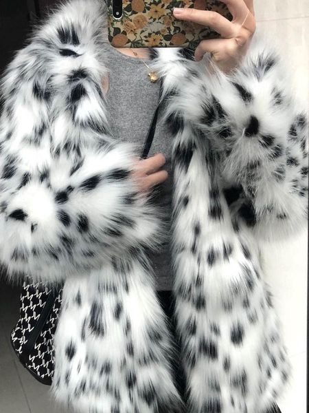 women's fur & faux autumn winter female outwear 2021 fashion spotted leopard overcoat loose long sleeve girl jacket coat, Black
women's fur & faux autumn winter female outwear 2021 fashion spotted leopard overcoat loose long sleeve girl jacket coat, Black