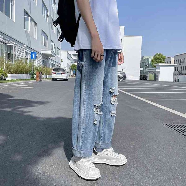 men's jeans summer ripped fashion blue casual wide-leg men streetwear loose hip-hop hole straight denim trousers mens ad1a
men's jeans summer ripped fashion blue casual wide-leg men streetwear loose hip-hop hole straight denim trousers mens ad1a
