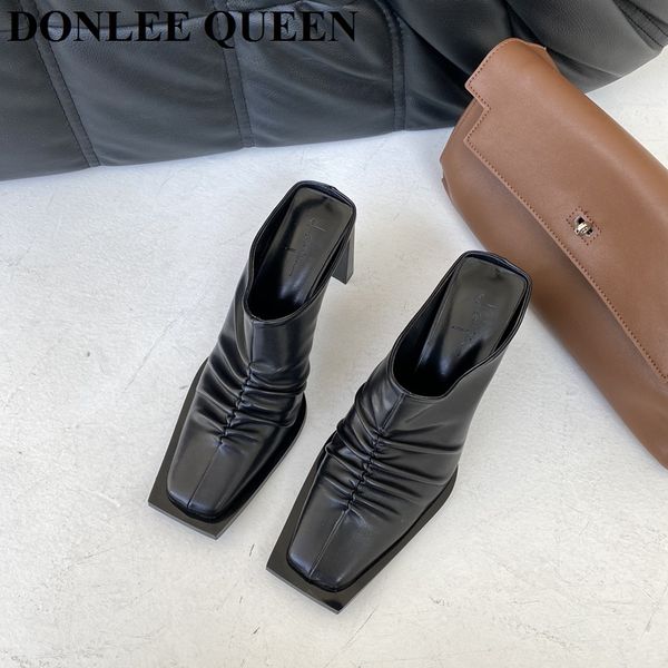 2021 spring slippers women brand slides ladies high heels square toe mule shoes women fashion pleated shoe outdoor slipper mujer, Black
2021 spring slippers women brand slides ladies high heels square toe mule shoes women fashion pleated shoe outdoor slipper mujer, Black