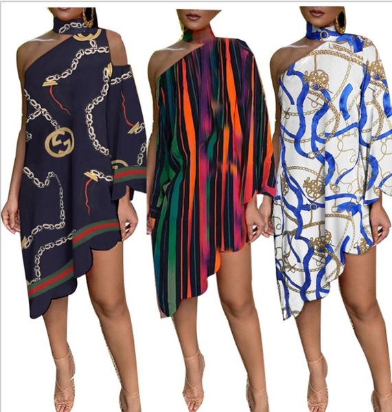 one-shoulder long sleeve party dress vintage halter loose dress elegant women print ruffle dresses vestido, Black;gray
one-shoulder long sleeve party dress vintage halter loose dress elegant women print ruffle dresses vestido, Black;gray
