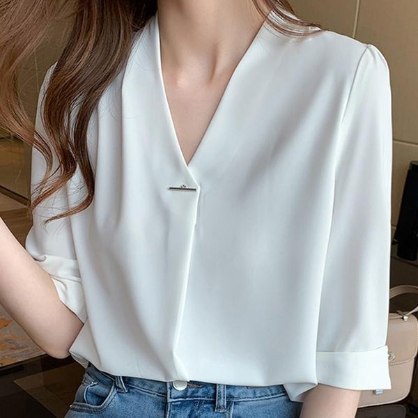 women's blouses & shirts blusas femme blouse women mujer de moda 2021 v-neck white chiffon shirt e863
women's blouses & shirts blusas femme blouse women mujer de moda 2021 v-neck white chiffon shirt e863