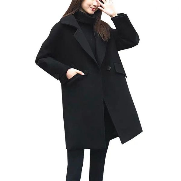 women's wool & blends autumn winter black woolen coat korea turn-down collar loose casual long warm thick double breasted jackets plus
women's wool & blends autumn winter black woolen coat korea turn-down collar loose casual long warm thick double breasted jackets plus