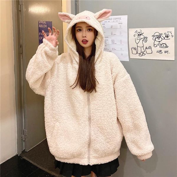 women's hoodies & sweatshirts winter couples women men lamb wool funny cartoon pig zipper hoodie long sleeve korean thicken hooded plus, Black
women's hoodies & sweatshirts winter couples women men lamb wool funny cartoon pig zipper hoodie long sleeve korean thicken hooded plus, Black