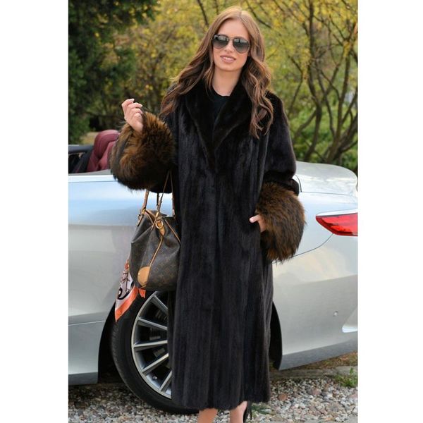 women's fur & faux bffur fashion long real mink coats full pelt women genuine with raccoon dog sleeve cuff, Black
women's fur & faux bffur fashion long real mink coats full pelt women genuine with raccoon dog sleeve cuff, Black