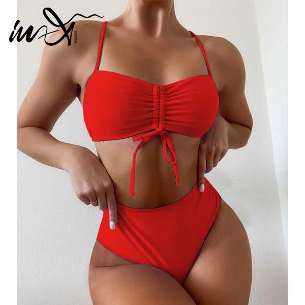 women's swimwear in-x bandeau swimsuit women high waist bikinis 2021 mujer solid ring bathing suit brazilian swimming summer, White;black
women's swimwear in-x bandeau swimsuit women high waist bikinis 2021 mujer solid ring bathing suit brazilian swimming summer, White;black