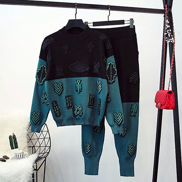 women's two piece pants black knitwear 2pc sets manual embroidery patchwork women long sleeve knit pullover pencil pant casual tracksui, White
women's two piece pants black knitwear 2pc sets manual embroidery patchwork women long sleeve knit pullover pencil pant casual tracksui, White