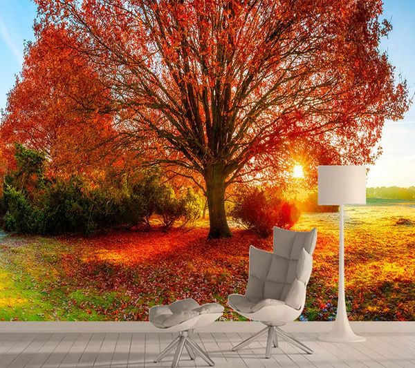 wallpapers goldren autumn tree 3d mural wall paper papers home decor improvement custom murals for living room walls wallpaper