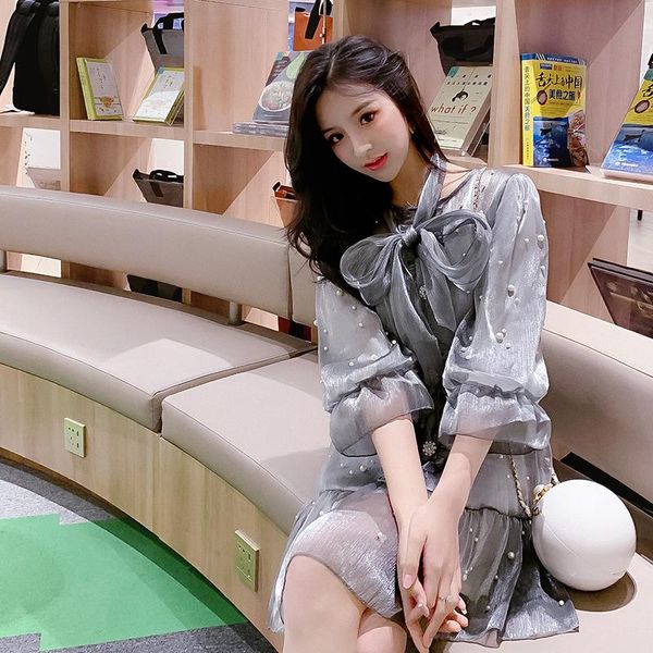 casual dresses 2021 summer style beading dress women's bow fashion sweet trend noble charm two-piece, Black;gray
casual dresses 2021 summer style beading dress women's bow fashion sweet trend noble charm two-piece, Black;gray