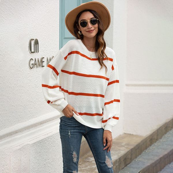 2021 new autumn winter knitted women thin o-neck striped pullovers sweater office lady zdxn, White;black
2021 new autumn winter knitted women thin o-neck striped pullovers sweater office lady zdxn, White;black