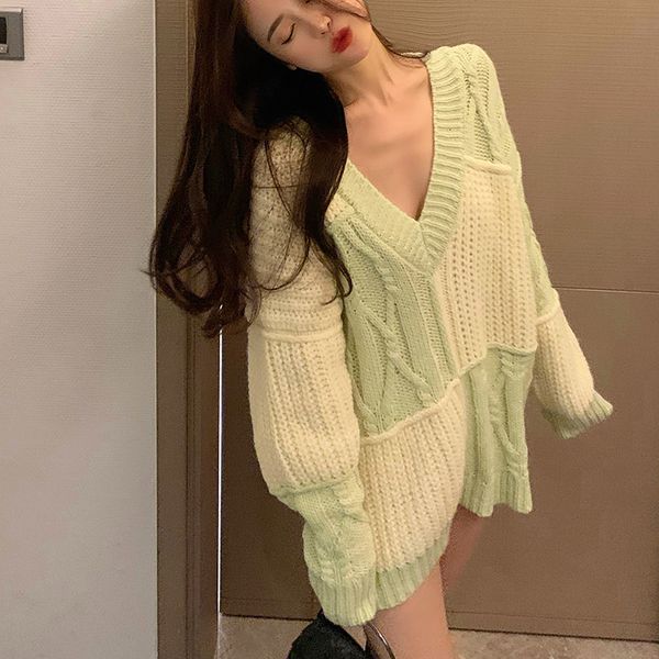 new knitted sweater autumn winter 2021 loose korean style female v neck patchwork sweaters and pullovers womens (r99512) oged, White;black
new knitted sweater autumn winter 2021 loose korean style female v neck patchwork sweaters and pullovers womens (r99512) oged, White;black
