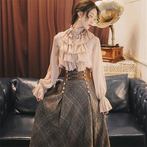 two piece dress autumn set turtleneck lantern sleeve ruffles blouses+lotus leaf strap high waist skirts women fashion streetwear 2021, White
two piece dress autumn set turtleneck lantern sleeve ruffles blouses+lotus leaf strap high waist skirts women fashion streetwear 2021, White