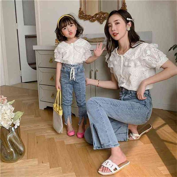 summer short sleeved shirt lace double collar parent-child wear mommy and me clothes 210702, Blue
summer short sleeved shirt lace double collar parent-child wear mommy and me clothes 210702, Blue