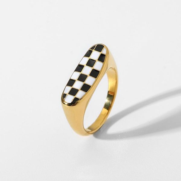 wedding rings trendy 18k gold plated stainless steel party jewelry charm black and white plaid flat ring for womens women, Slivery;golden
wedding rings trendy 18k gold plated stainless steel party jewelry charm black and white plaid flat ring for womens women, Slivery;golden