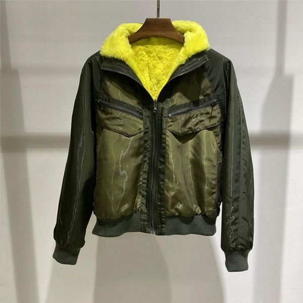 women's fur & faux parka real women coat winter hooded yellow rex linning short jacket both sides warm clothes fluorescent green, Black
women's fur & faux parka real women coat winter hooded yellow rex linning short jacket both sides warm clothes fluorescent green, Black