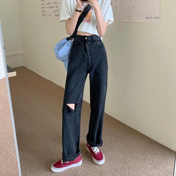 women's jeans high waist ripped women 2021 summer korean version was thin and small straight loose black wide-leg fashion long pants, Blue
women's jeans high waist ripped women 2021 summer korean version was thin and small straight loose black wide-leg fashion long pants, Blue