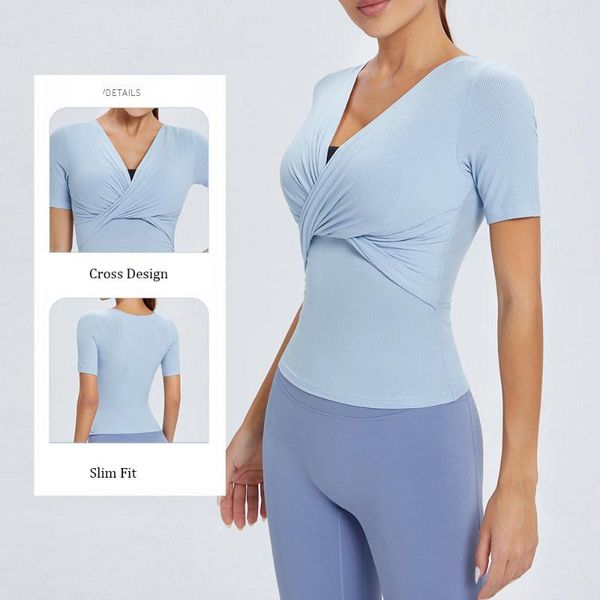 yoga outfit v-neck shirts women sports short sleeve t-shirts front cross fitness tights stretchy cop gym clothing sportswear
yoga outfit v-neck shirts women sports short sleeve t-shirts front cross fitness tights stretchy cop gym clothing sportswear
