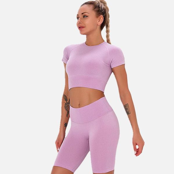 yoga outfit seamless short sleeve suit sports high waist fitness gym set women's tight shorts 2 piece workout clothes for women m l
yoga outfit seamless short sleeve suit sports high waist fitness gym set women's tight shorts 2 piece workout clothes for women m l