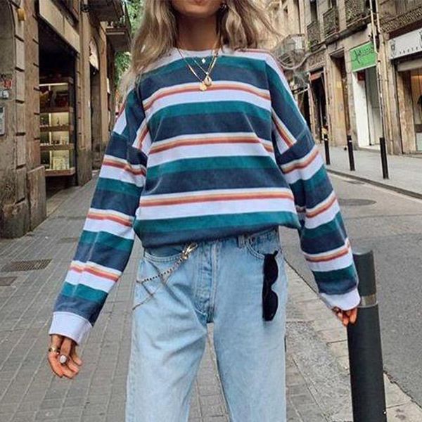 women's hoodies & sweatshirts casual women stripe sweatshirt autumn winter long sleeve round neck pullover hoodie 2021 retro fleece fem, Black
women's hoodies & sweatshirts casual women stripe sweatshirt autumn winter long sleeve round neck pullover hoodie 2021 retro fleece fem, Black