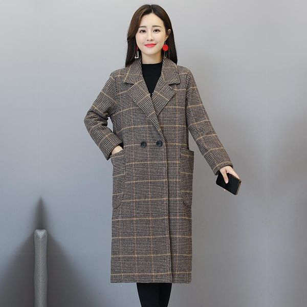 women's trench coats smsf 2021 autumn winter plaid casual office lady coat female vintage outwear cashmere cardigans wind warm loosecoa, Tan;black
women's trench coats smsf 2021 autumn winter plaid casual office lady coat female vintage outwear cashmere cardigans wind warm loosecoa, Tan;black