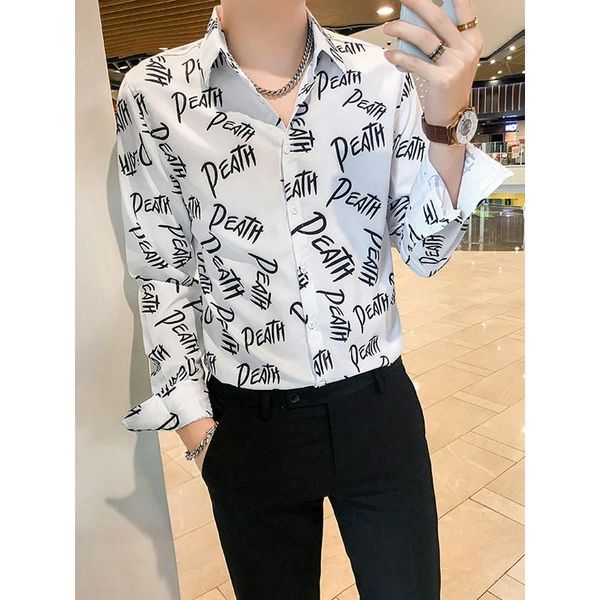 men's casual shirts autumn mens luxury vintage letter print long sleeve dress fashion white black slim fit
men's casual shirts autumn mens luxury vintage letter print long sleeve dress fashion white black slim fit