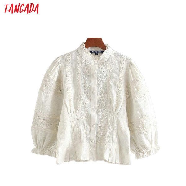 tangada women retro embroidery white shirts pleated three quarter sleeve ruffles elegant office ladies crop blouses ce301
tangada women retro embroidery white shirts pleated three quarter sleeve ruffles elegant office ladies crop blouses ce301