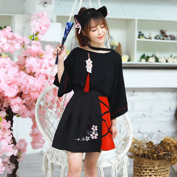 summer asian oriental clothing women hanfu traditional chinese hanfu set japanese style black harakuju cute outfits 11389, Red
summer asian oriental clothing women hanfu traditional chinese hanfu set japanese style black harakuju cute outfits 11389, Red
