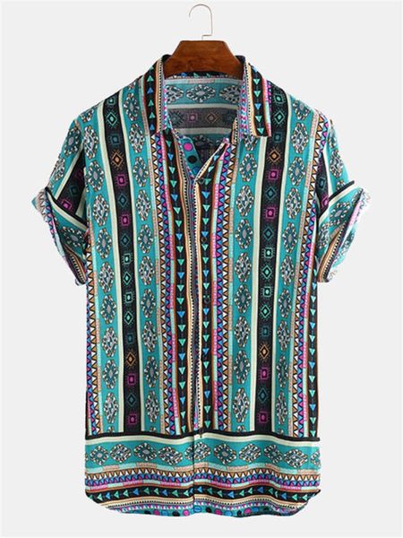 popular ethnic geometric print beach casual stripe men's short sleeve shirt, White;black
popular ethnic geometric print beach casual stripe men's short sleeve shirt, White;black