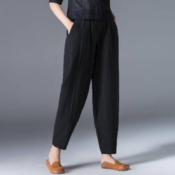 women's pants & capris retro womens cotton linen harem with pocket solid color elastic waist trousers ladies comfy loose breathable #g1, Black;white
women's pants & capris retro womens cotton linen harem with pocket solid color elastic waist trousers ladies comfy loose breathable #g1, Black;white