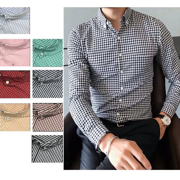 men's casual shirts man small pony men long sleeve dress 100% cotton hombre chemises plaid, White;black
men's casual shirts man small pony men long sleeve dress 100% cotton hombre chemises plaid, White;black