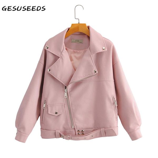 women's leather & faux 2021 pink jacket women long sleeve coat lady motorcycle zipper black punk loose belt fall
women's leather & faux 2021 pink jacket women long sleeve coat lady motorcycle zipper black punk loose belt fall