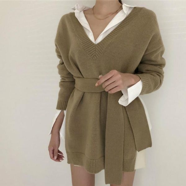 women's sweaters women autumn knitted v neck pullover sweater with sashes ladies long sleeve outwear slim jumper, White;black
women's sweaters women autumn knitted v neck pullover sweater with sashes ladies long sleeve outwear slim jumper, White;black